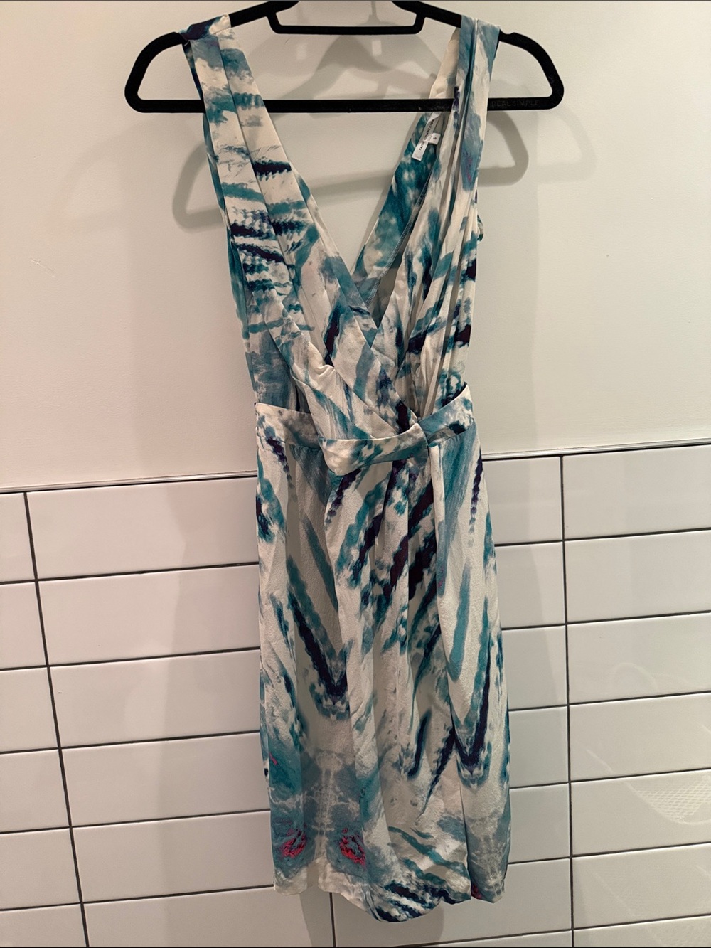 Faith Connexion Teal, Navy and White Wrap-Style Midi Dress